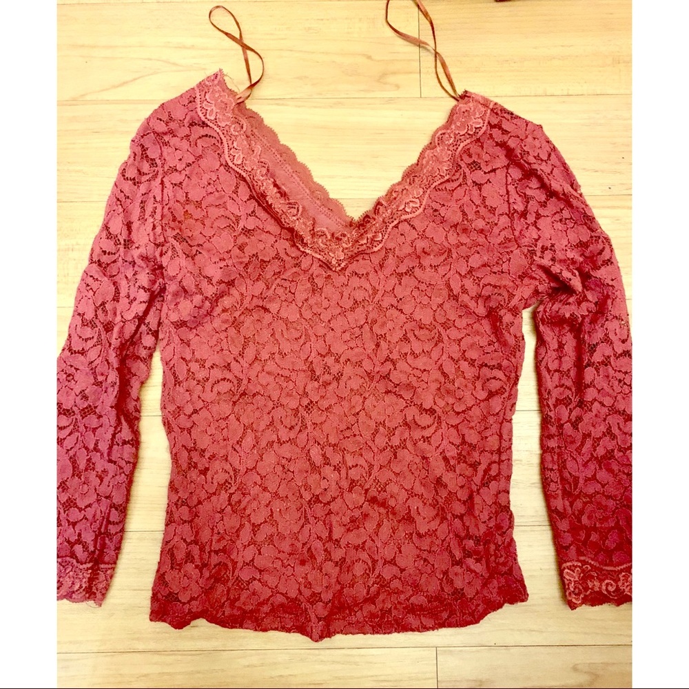V shape floral lace top